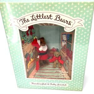 VINTAGE Gund The Littlest Bears Santa Claus & Elf 1994 #7010 miniature Christmas